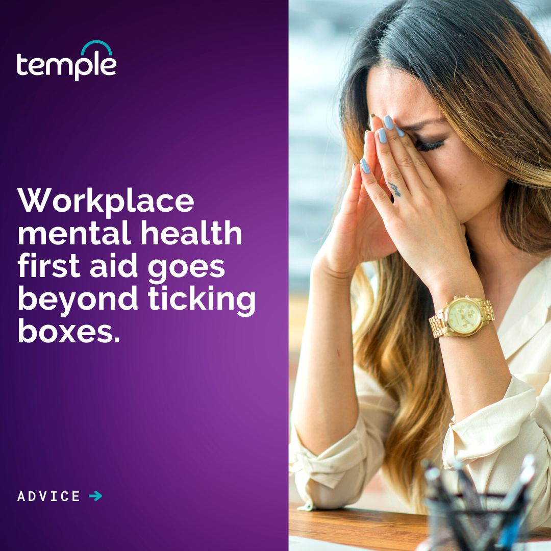 Workplace mental health first aid goes beyond ticking boxes (1080 × 1080 px)