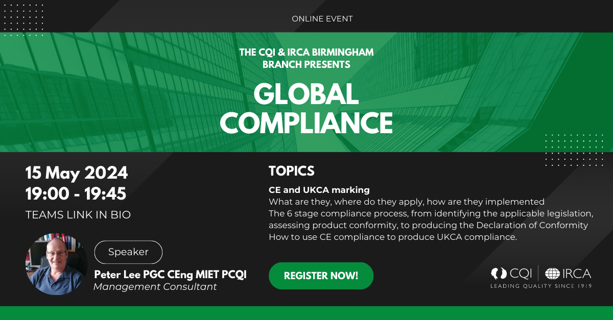 Global Compliance event - CE and UKCA marking - Peter Lee - Temple QMS